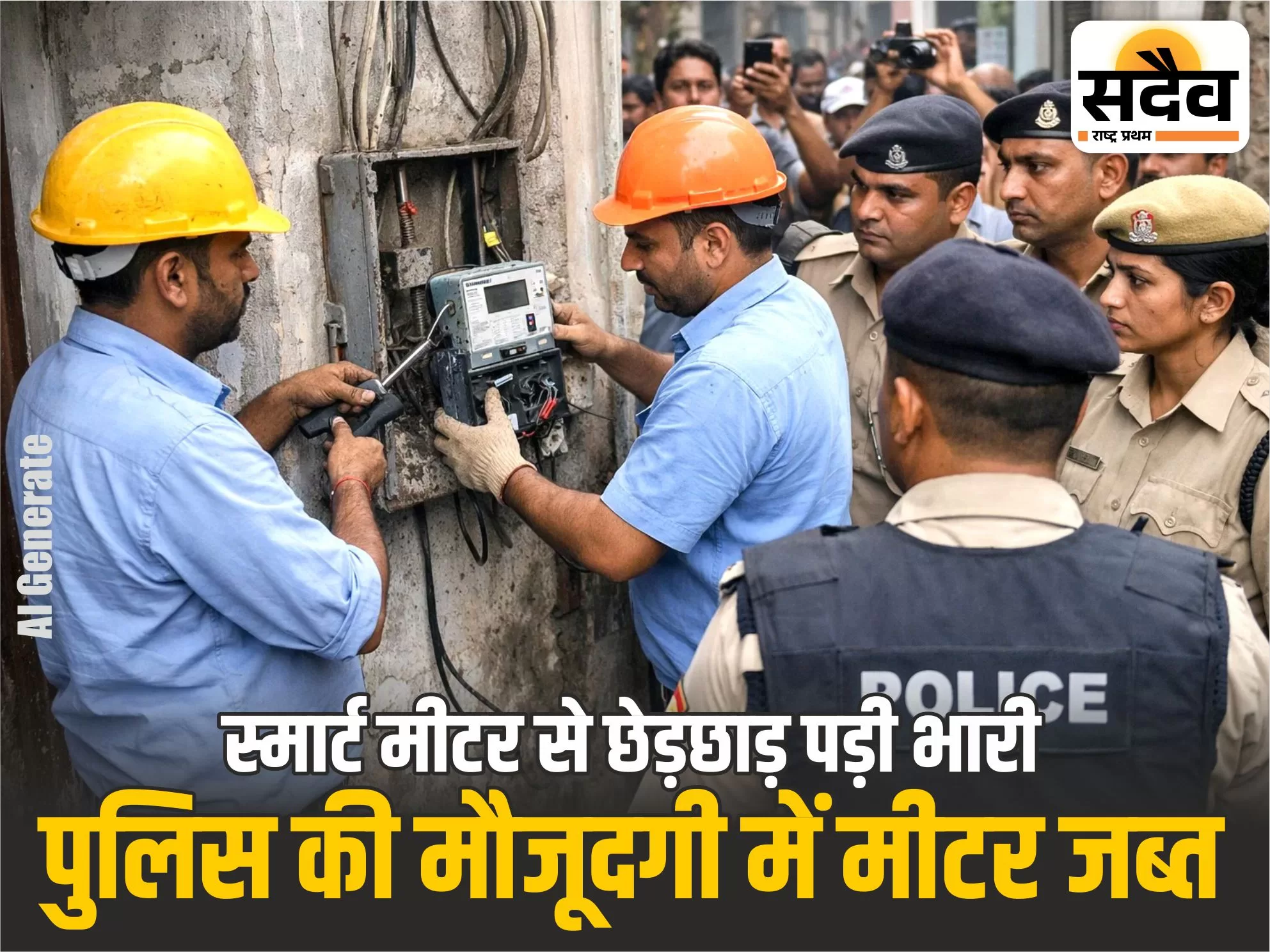 शिकारपुरा में स्मार्ट मीटर बायपास कर बिजली चोरी, पुलिस की मौजूदगी में मीटर जब्त