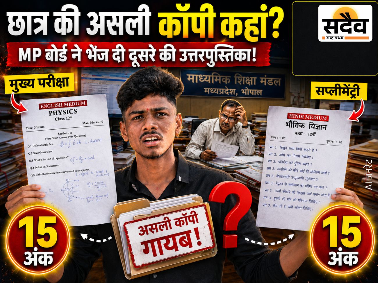 एमपी बोर्ड द्वारा छात्र दुर्गेश महाजन को कथित रूप से भेजी गई दूसरे परीक्षार्थी की उत्तरपुस्तिका