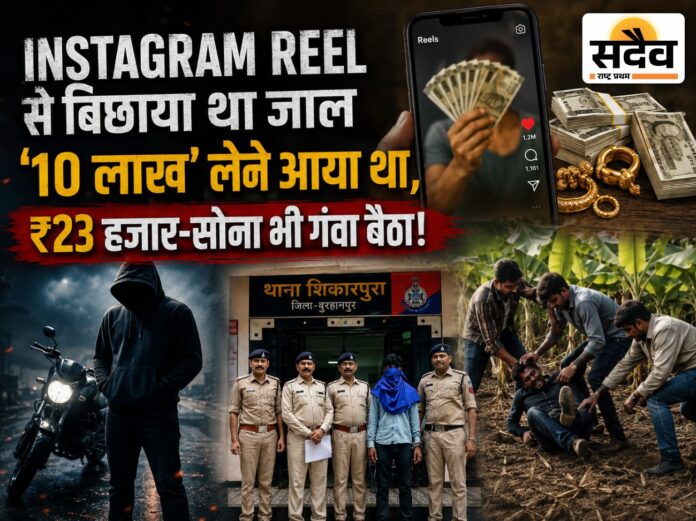 Instagram Reel पर 1 लाख के 10 लाख का झांसा देकर राजस्थान के युवक से बुरहानपुर में लूट, शिकारपुरा पुलिस ने आरोपी गिरफ्तार किया