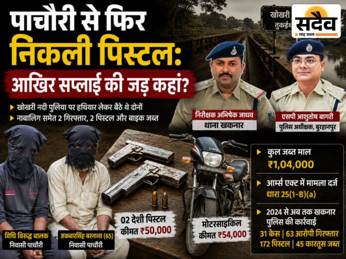 खकनार पुलिस द्वारा जब्त 2 देशी पिस्टल और अवैध हथियार तस्करी के आरोपी