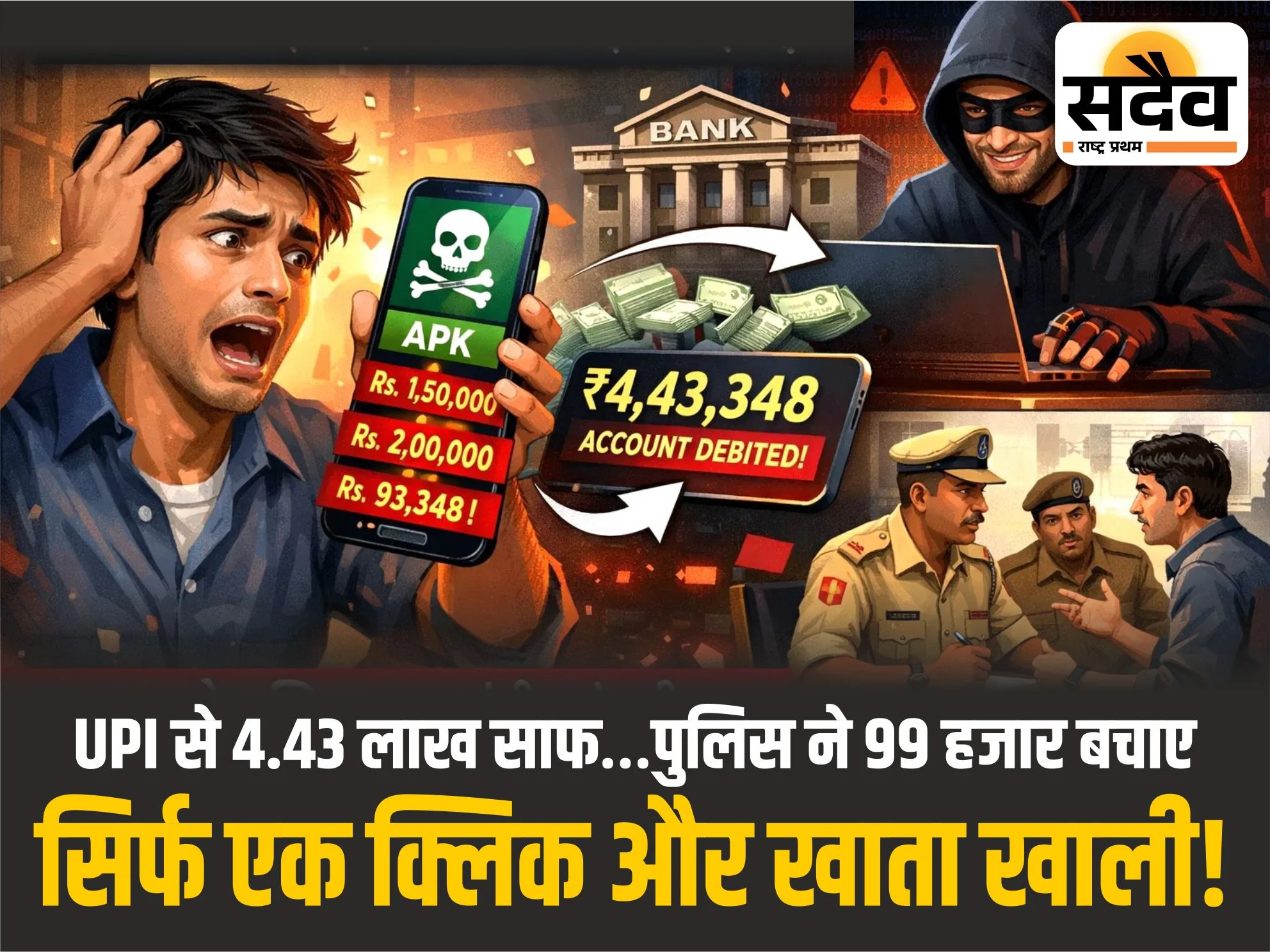 APK फ्रॉड में खाते से लाखों की ठगी, पुलिस ने पैसे लौटाए