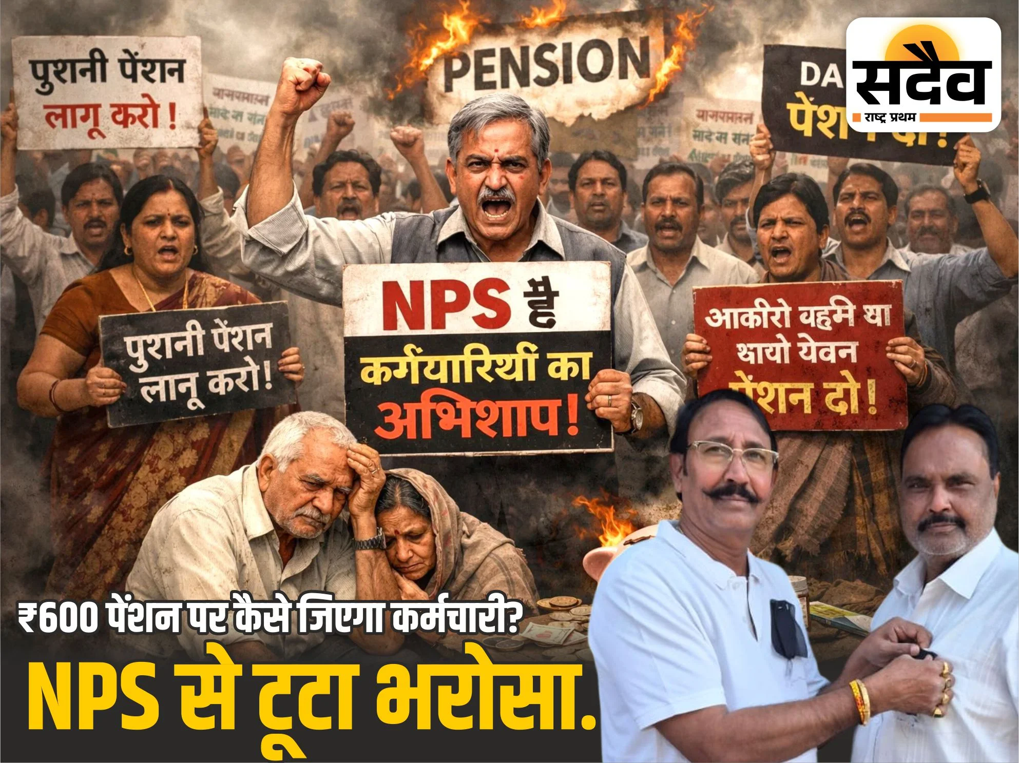 NPS विरोध में काला दिवस मनाते कर्मचारी, बुरहानपुर में काली पट्टी बांधकर प्रदर्शन