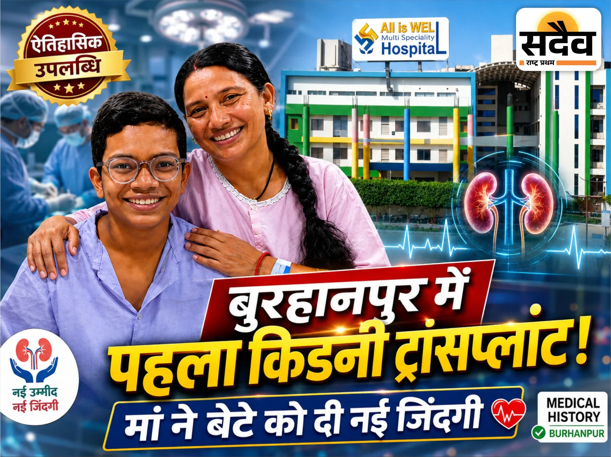 बुरहानपुर में पहला सफल किडनी ट्रांसप्लांट, ऑल इज़ वेल हॉस्पिटल ने रचा इतिहास