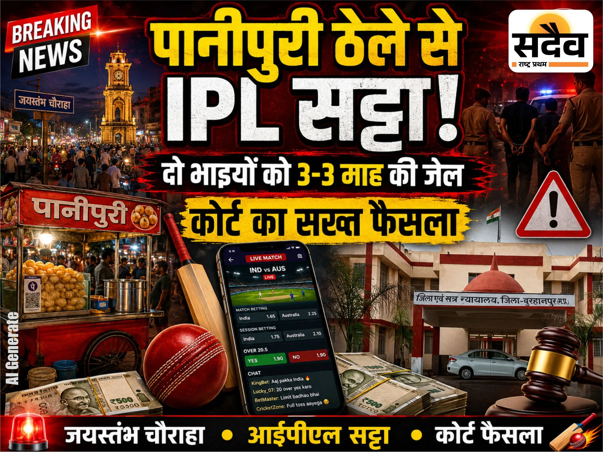 बुरहानपुर में आईपीएल सट्टा: दो भाइयों को 3-3 माह की जेल