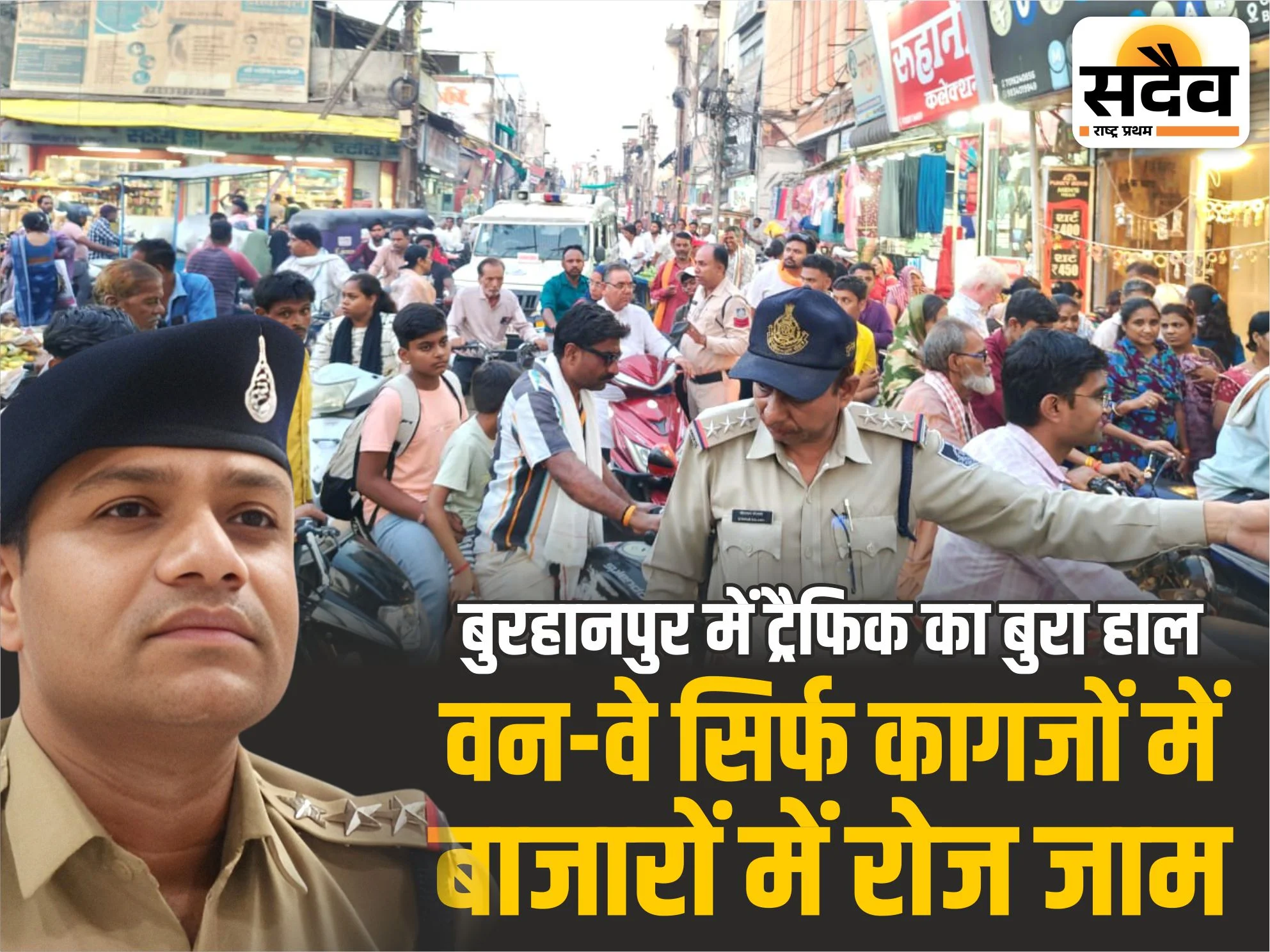 बुरहानपुर शहर में बाजारों में ट्रैफिक जाम और सड़क पर पार्किंग की समस्या