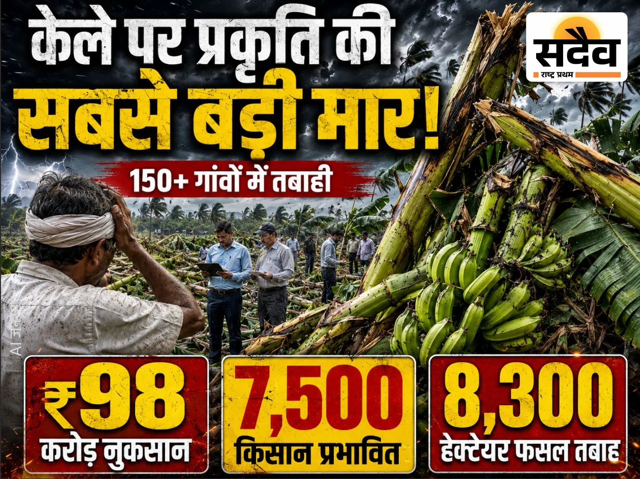 बुरहानपुर में 98 करोड़ की केला फसल तबाह