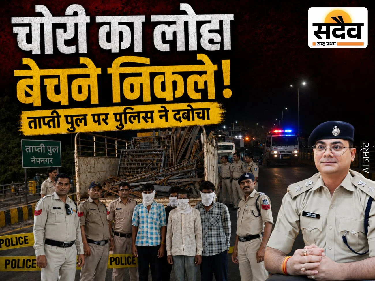 नेपानगर पुलिस द्वारा चोरी के लोहे के सामान के साथ गिरफ्तार आरोपी