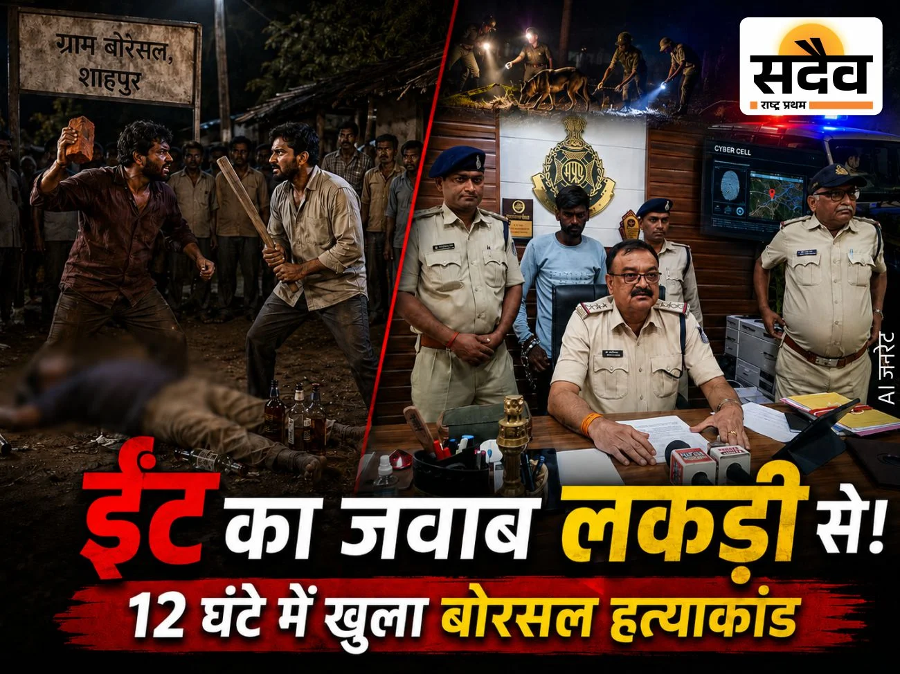बोरसल हत्याकांड का खुलासा करते शाहपुर थाना पुलिस