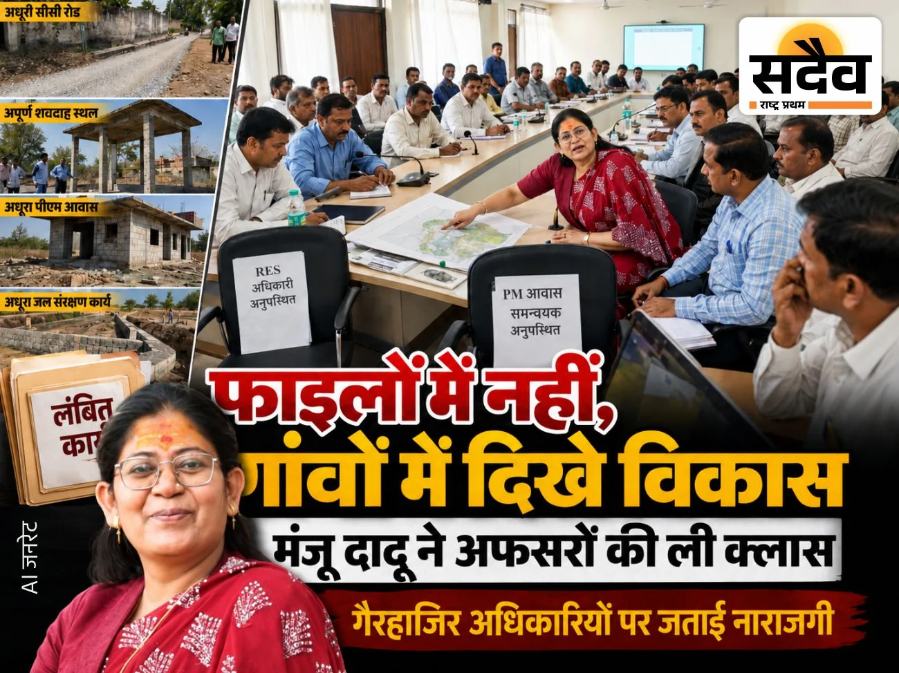 धुलकोट और बोरी सेक्टर की विकास योजनाओं की समीक्षा करतीं विधायक मंजू दादू