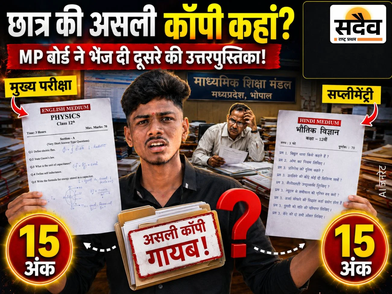 एमपी बोर्ड द्वारा छात्र दुर्गेश महाजन को कथित रूप से भेजी गई दूसरे परीक्षार्थी की उत्तरपुस्तिका